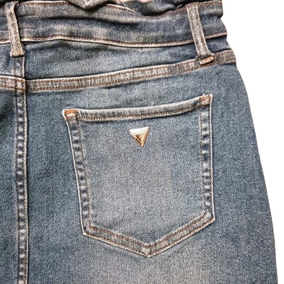 GUESS Women's Classic Blue Denim Distressed Pencil Skirt -Size Lg $98 Retail EUC - Picture 7 of 11